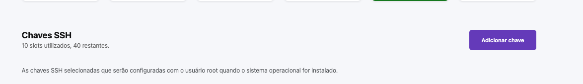Seção Chaves SSH com botão Adicionar chave